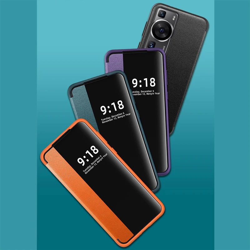 Leather Window View Flip Cover - Shockproof Wallet Case