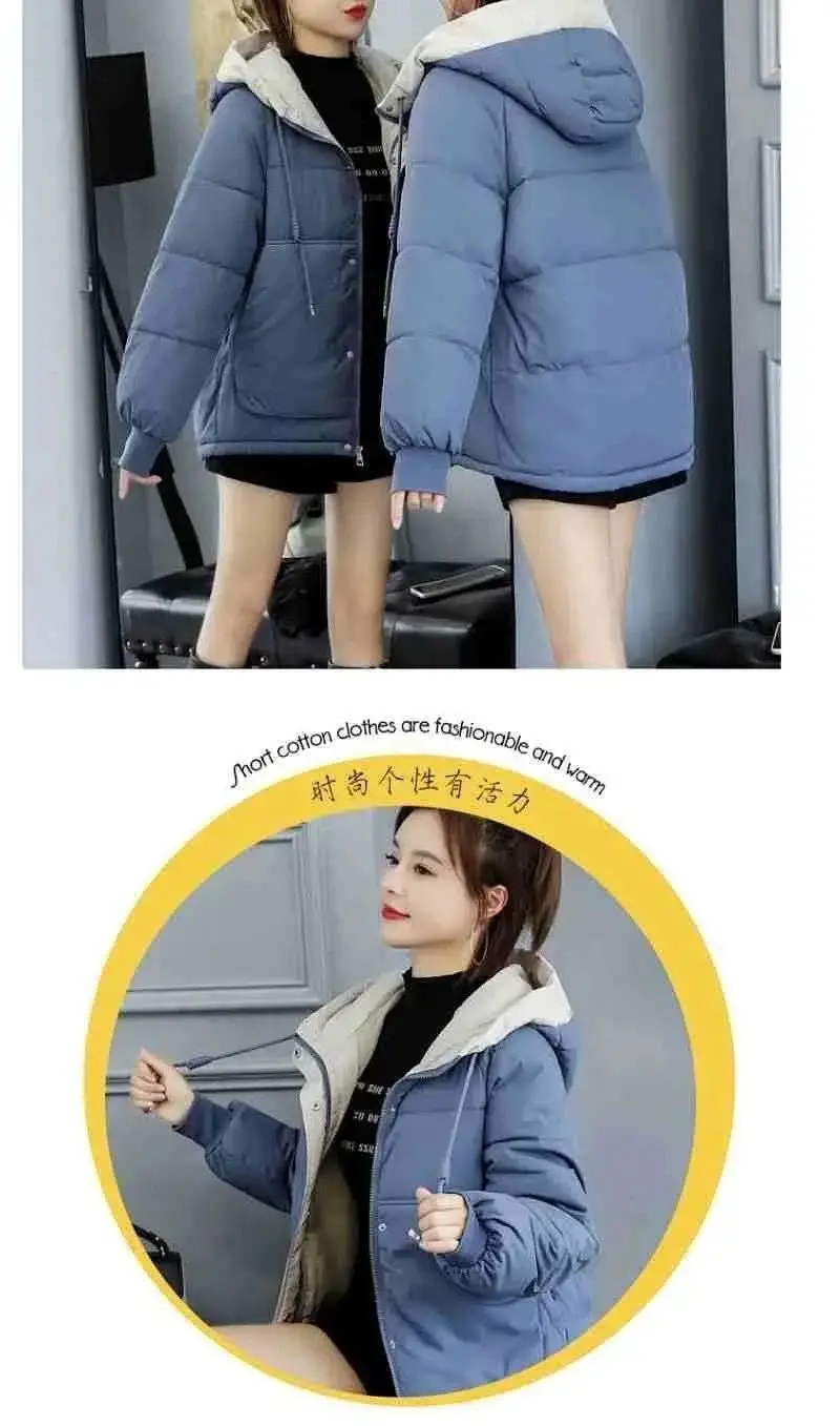 New Winter Women's Cold Coat Parkas Super Hot Hooded Padded Jacket Cropped Jacket Plus Size Jacket Loose Korean Fashion