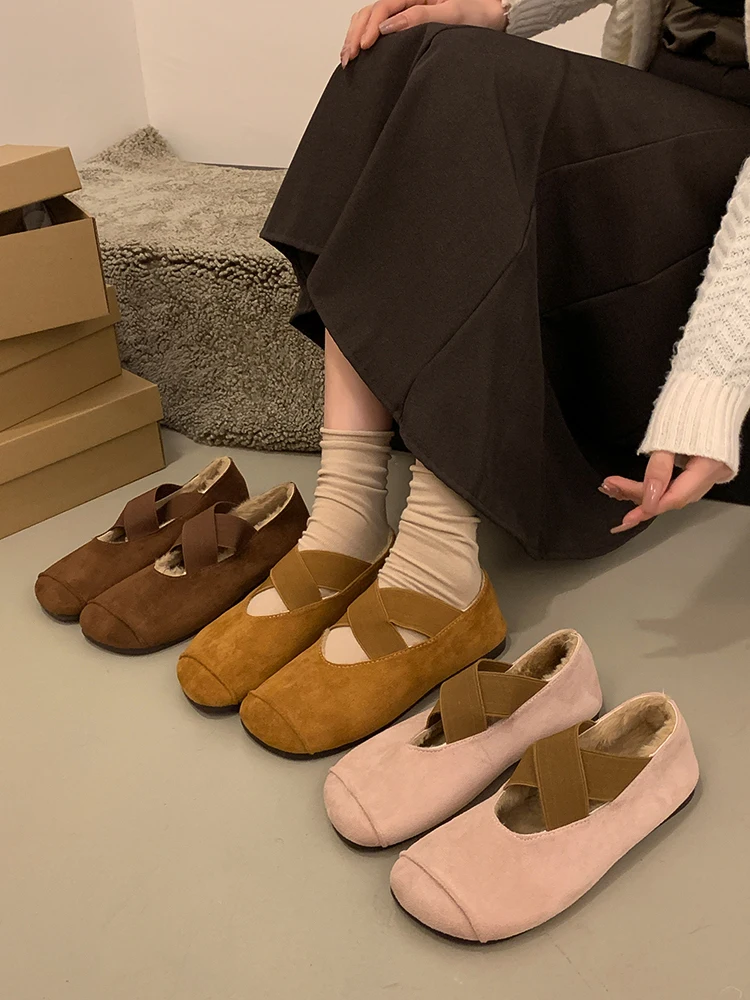 

Туфли женские с мехом на плоской подошве, повседневные кроссовки, лоферы, элегантная мягкая Осенняя обувь, базовая обувь из микрофибры, Мэри Джейн