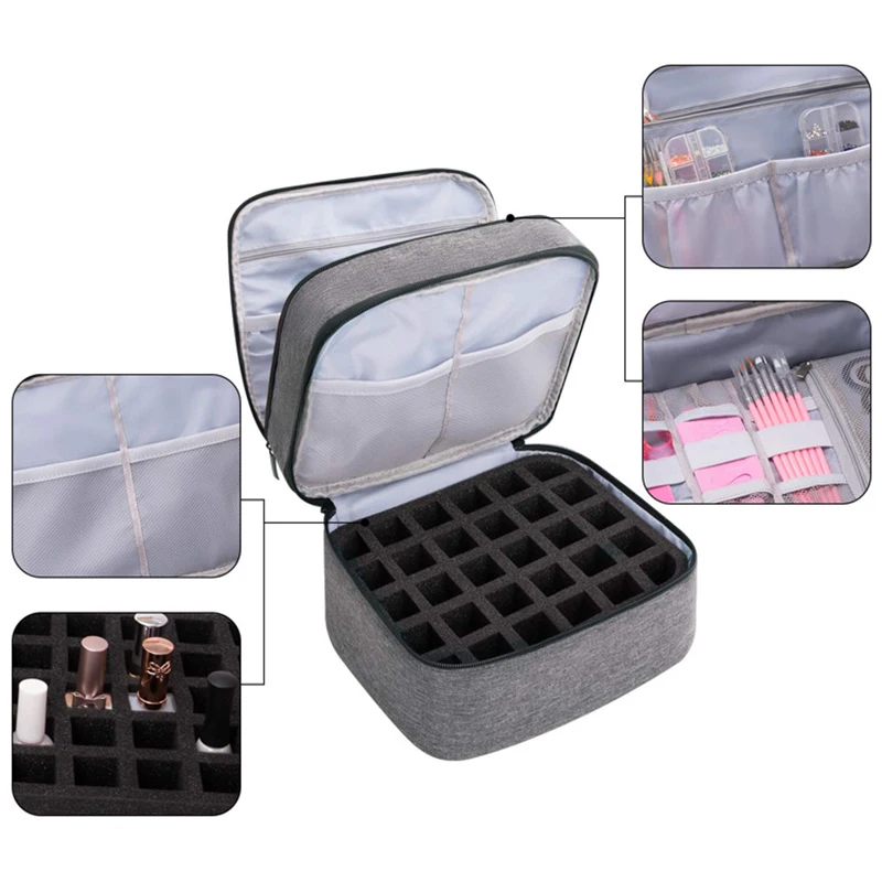 

Large Capacity Double Layer Nail Bag Soft Cushion Nail Polish Organizer Storage Box Portable Travel Tote Professional Nail Bags