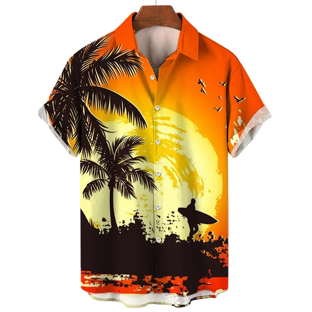 

Seaside Surf 3d Print Shirts Men Fashion Hawaiian Shirt Short Sleeve Casual Beach Shirts Boys Single-Breasted Men's Clothing