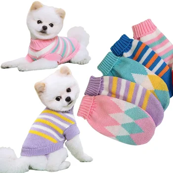 Dog Knitted Sweater S-2XL Autumn Winter For Small Dog Cat Soft Cozy Warm Clothes Chihuahua Schnauzer Pet Turtleneck Costume