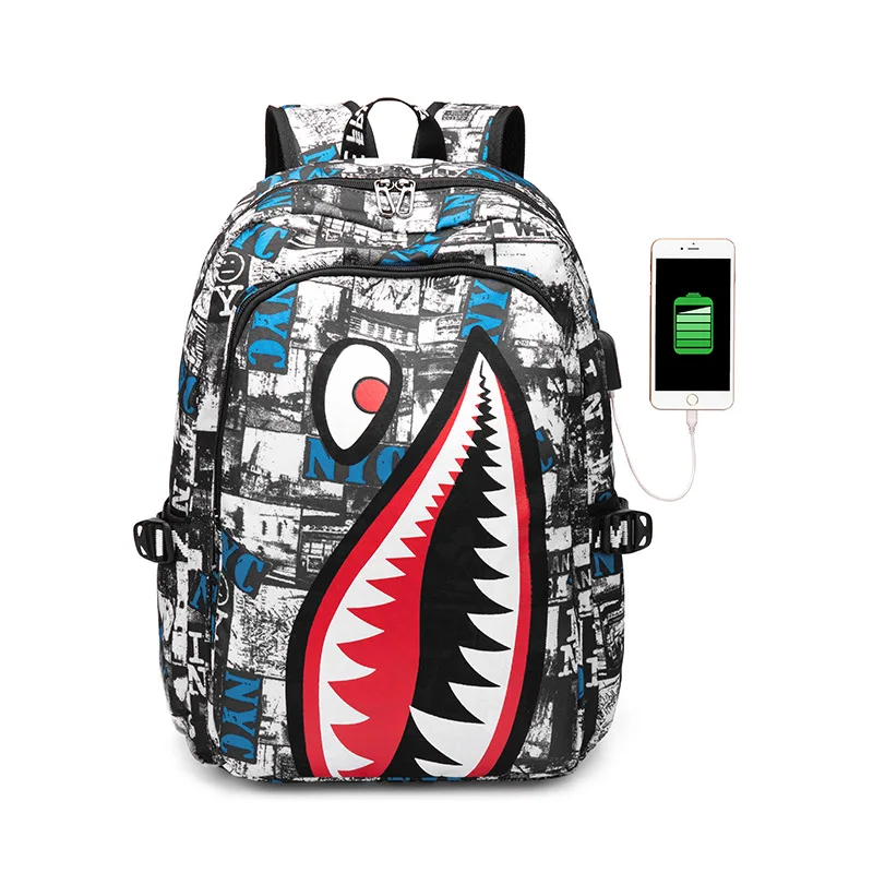 Funny More Coffee Shark Vector Backpack