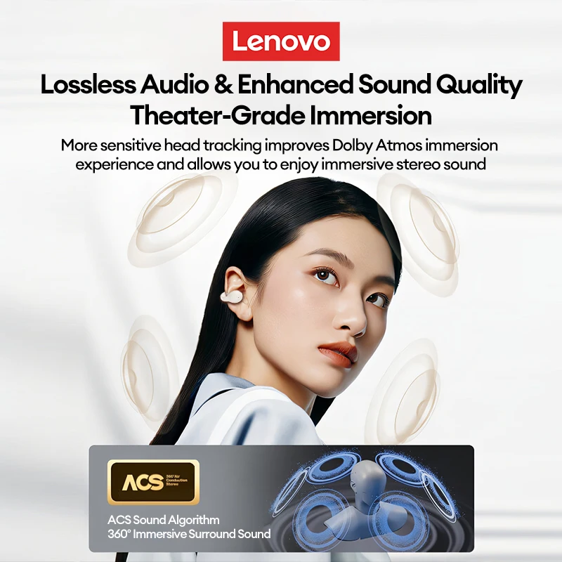 New Lenovo LP25 OWS Wireless Bluetooth Ear Clip Headphones Long Battery Life Gaming Headset HIFI Surround Sound Earbuds With Mic 5