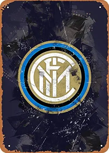 Fanzi Vintage Look Metal Sign Sports Art Inter Milano 8 "X12" Tin Plate Wall Decor