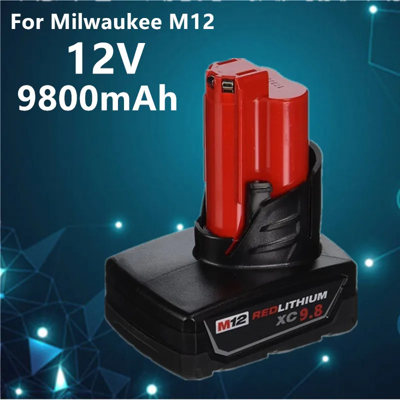 Milwaukee 12V 9,8 Ah Batterie Al Litio, Kompatibel Mit Cordless Power Werkzeuge 48-11-2420 48-11-2440 48-11-2402