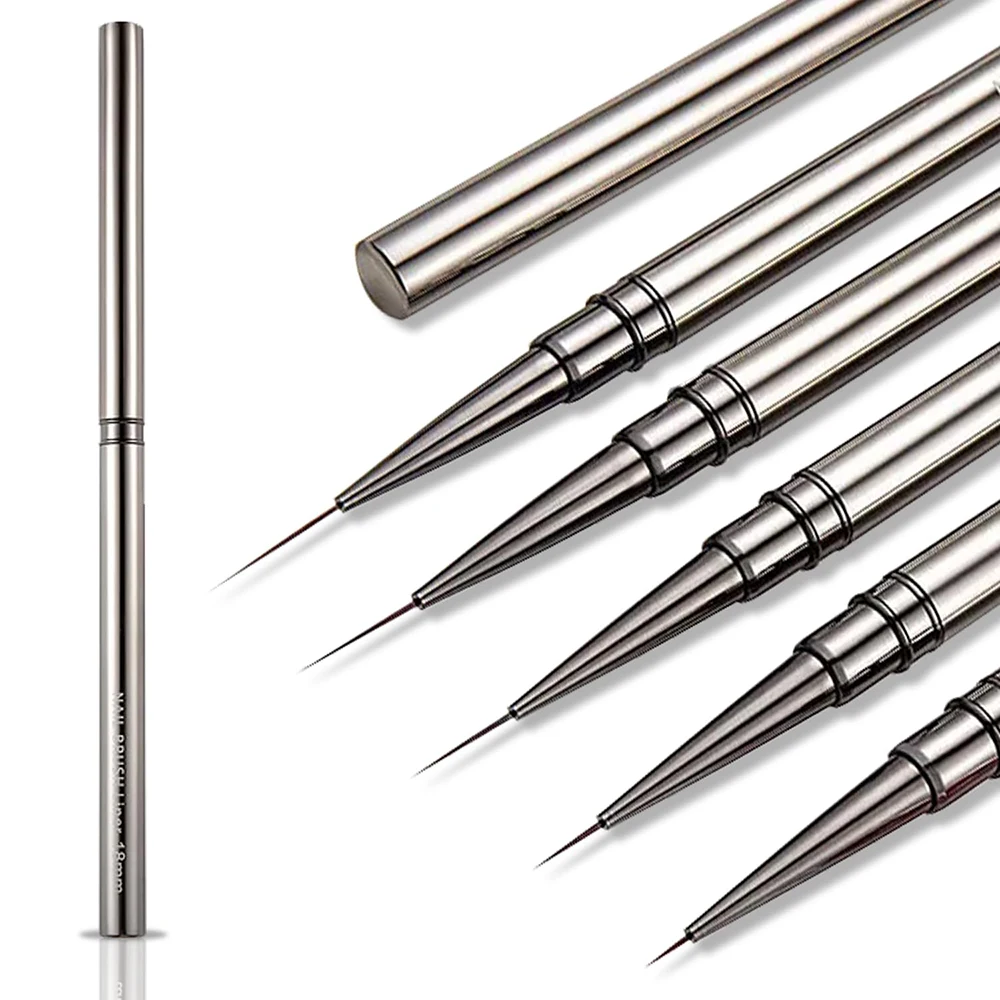 Nail Art Brushes Nail Brushes Nail Art Tools Silver Nail Liner Brush 6/9/12/15/18mm Thin For Manicure Design Pen Detail Acrylic Line Detail Drawing Painting
