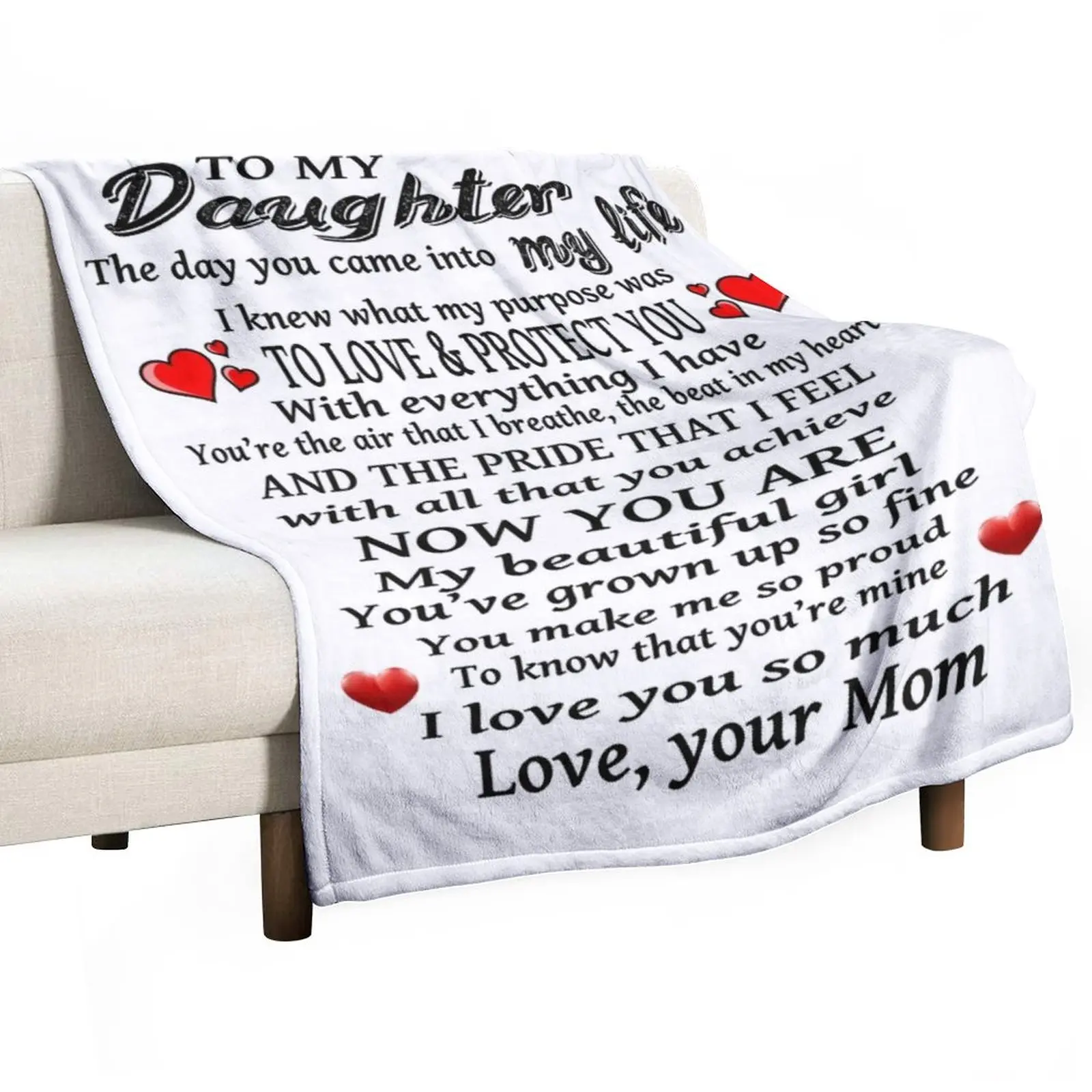 

To My Daughter Love Design Throw Blanket Summer Bedding Blankets valentine gift ideas Bed linens