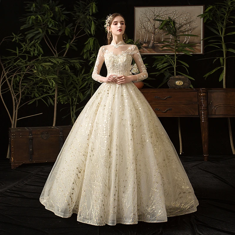 

YUDX Dresses Full High Lace Classic Wedding Dresses Bridal Dress 2023 Factory