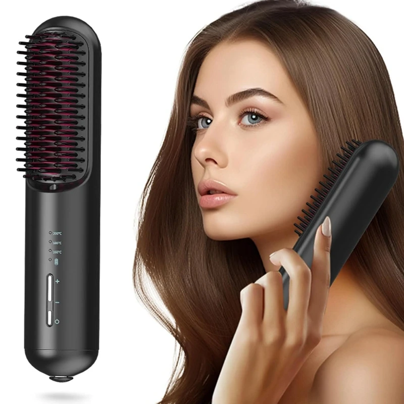 ABXH Rechargeable Hair Straightener Negative Hair Straightener Curly Dual-Purpose Electric Curling Comb