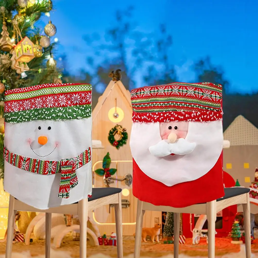 

Christmas Seat Cover Christmas Chair Cover Festive Snowman Santa Claus Chair Covers for Dining Room Merry Christmas for Chairs