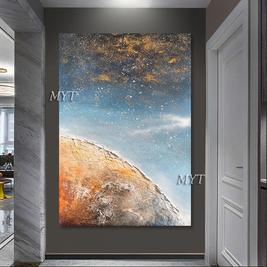 

High Quality Outer Space Abstract Modern Acrylic Painting Designs Hand-painted Kids Decoration Room Pictures Canvas No Frame