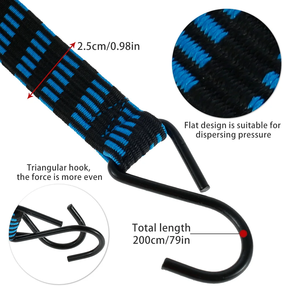 5-20PCS Heavy Duty Elastic Bungee Cords with Hooks – 2M 6
