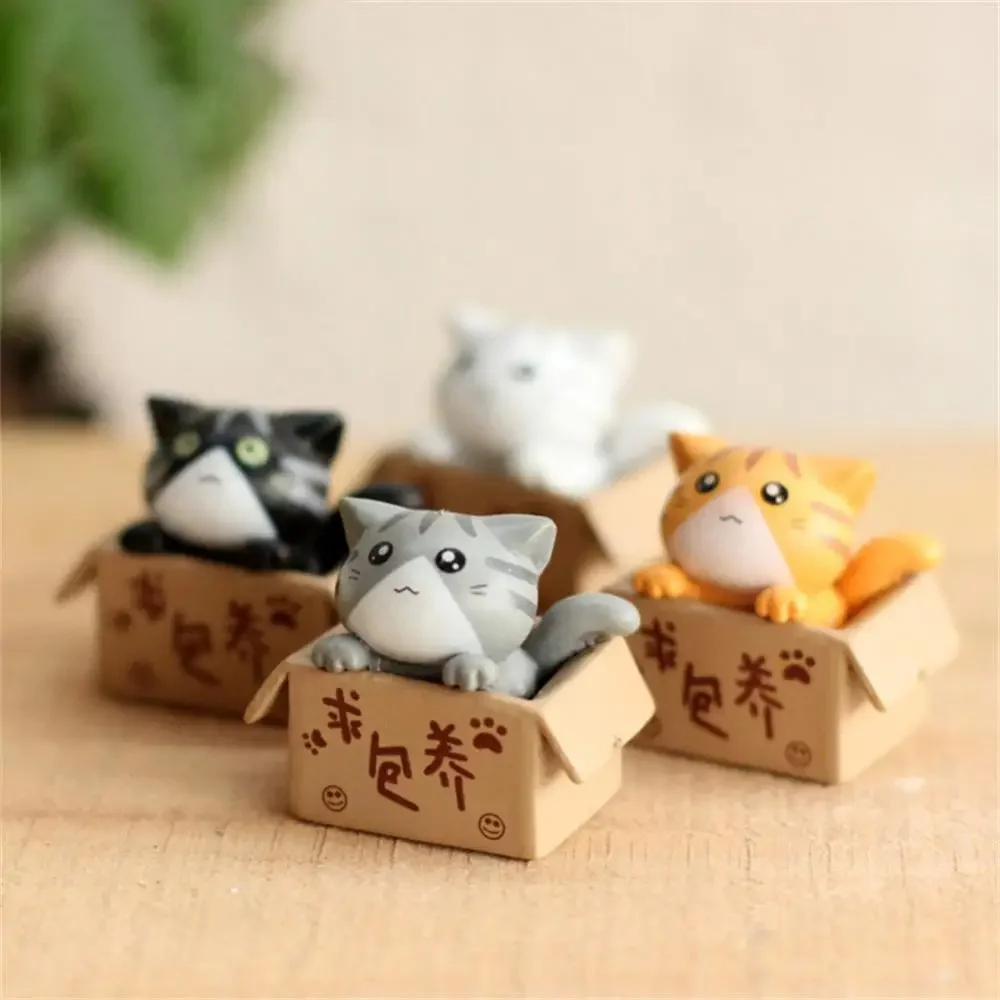 Kawaii Mini Cat Ornament Cute Garden Kitten Statue Gift For Kids Baby Room Decor Toy Figurines
