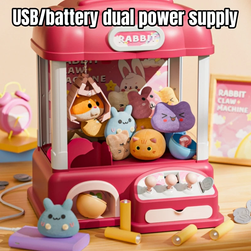 Children Mini Claw Machine Toys DIY Prizes Gashapon Plush Doll Arcade Crane Vending Machines Birthday Christmas Gifts for Kids 3