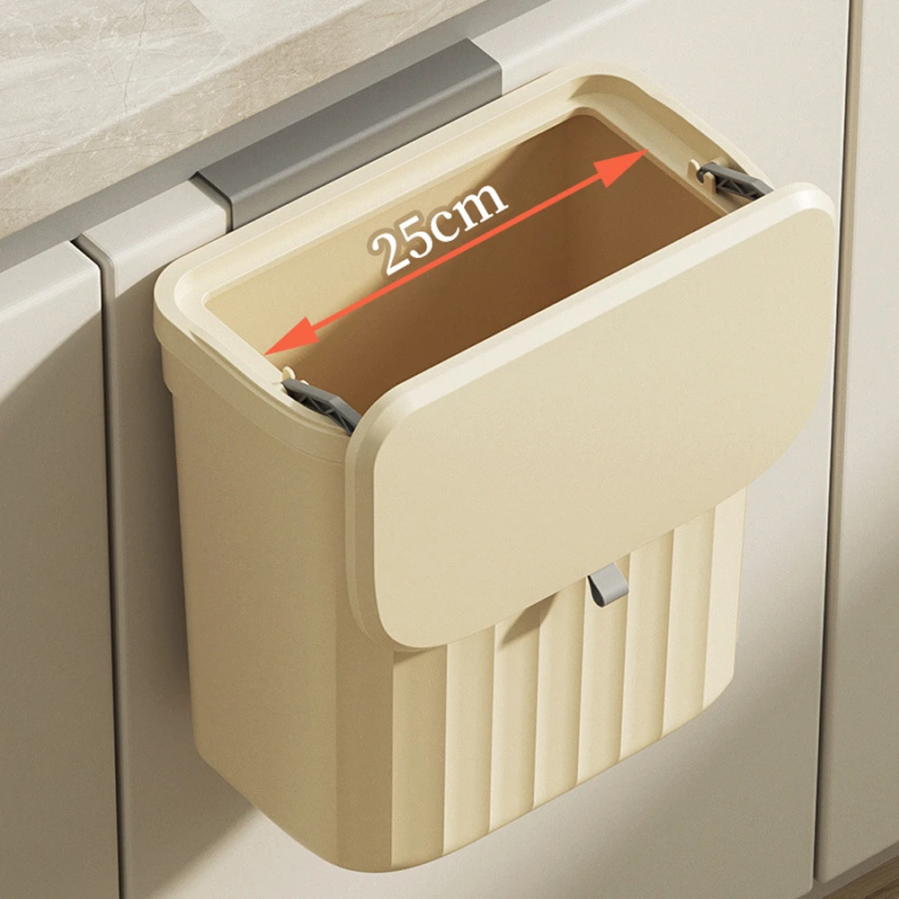 Trash Can 8.5/12L Hanging Trash Can With Lid Wall Mounted Countertop Kitchen Large Capacity