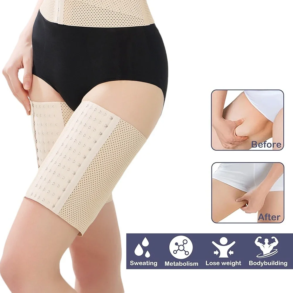 1 Paar Oberschenkeltrainer, Oberschenkel-Kompressionsärmel, verstellbare Quad-Wrap-Stützklammer, Kniesehn-Schlankheitsformer für das obere Bein für Frauen – Detail 2