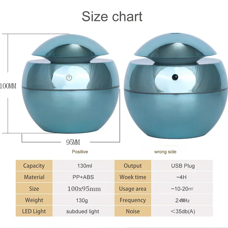 USB aroma oil diffuser wood electric humidifier 130ml ultrasonic air humidifier mini aromatherapy LED light mist maker for home 2