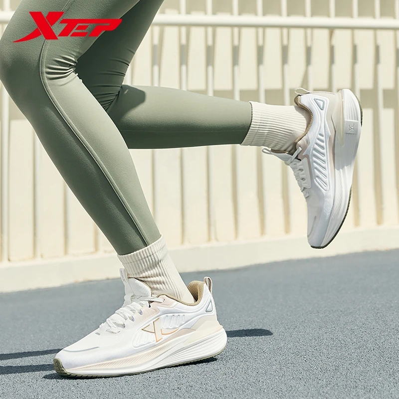 Xtep Running Shoes for Women Winter Mesh Breathable Shock-absorbing Lightweight Leather Casual Sports Shoes 976418110037