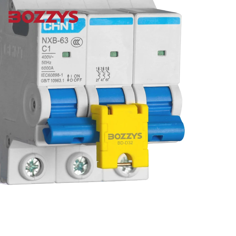 

Snap On Yellow Miniature Breaker Lockout Suitable for All Kinds of Single-pole and Multi-pole Miniature Circuit Breaker Locking