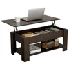 Modern 38.6" Wood Lift Top Coffee Table with Shelf for Livingroom, Espresso 1
