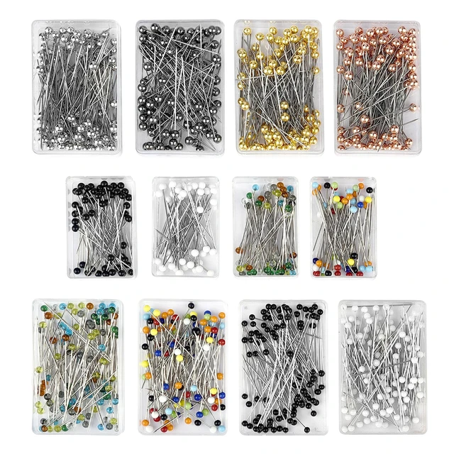 100Pcs/Box 38mm Sewing Pins Glass Ball Multicolor Head Pins Straight Quilting  Pins Pearl Heads for