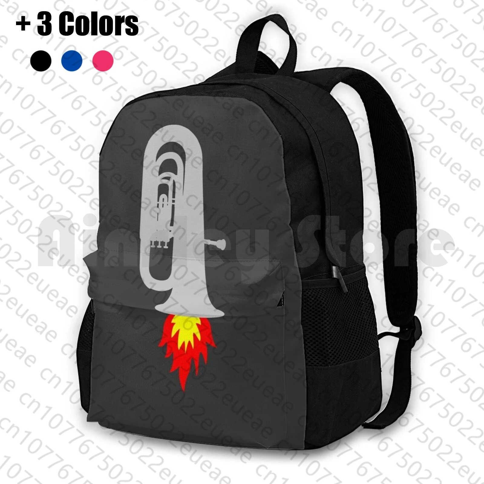 Tuba-Rocket-Funny Marching Band / Concert Band Design Outdoor Escursionismo Zaino Equitazione Arrampicata Borsa Sportiva Tuba Tubist Low Brass