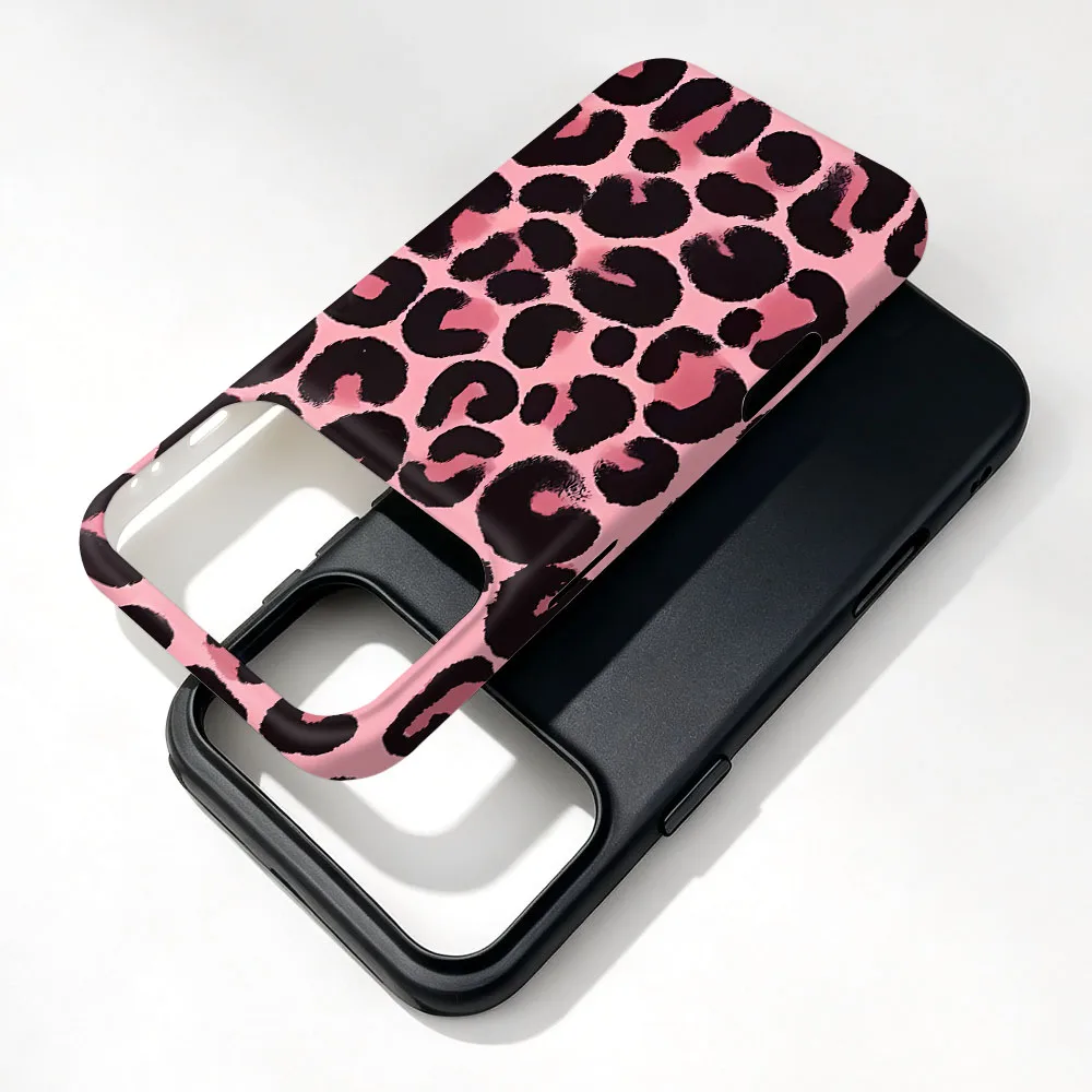 Magnetic Retro Leopard Print 2-in-1 Film Shell Phone Case