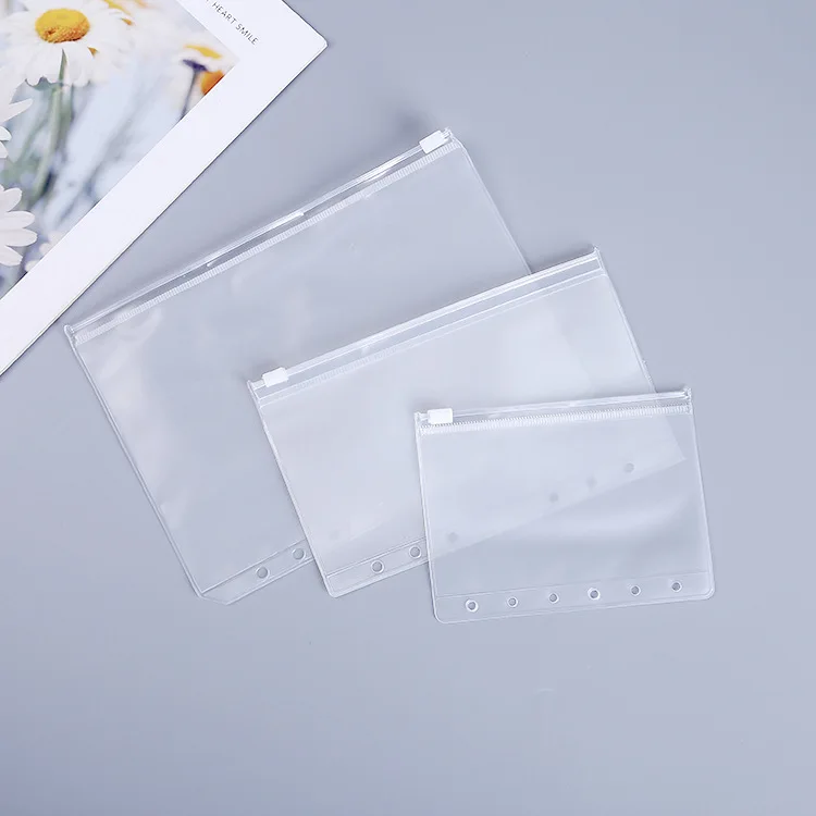 A5 A6 A7 Color Binder Pockets Binder Zipper Folders for 6-Ring Notebook Waterproof PVC Leaf Document Filing Bag file holder document bag storage bag