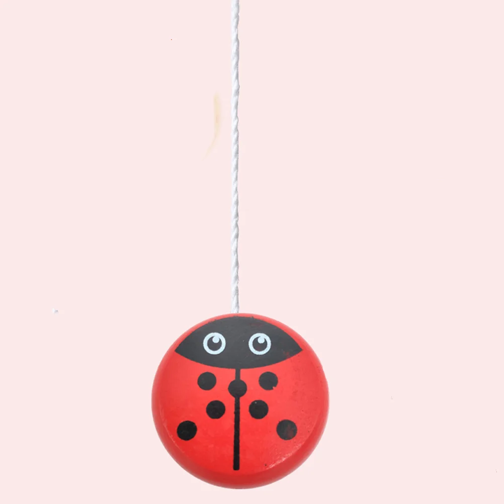 Wooden Yoyo Ball Kids Wood String Toy Safe YoYo For Hobby Collectibles Ladybird Pattern Design Small