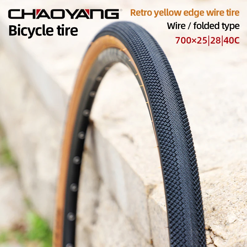 ChaoyangRoadCyclingTireFolded700x28CYellowEdgeWireTire30TPI