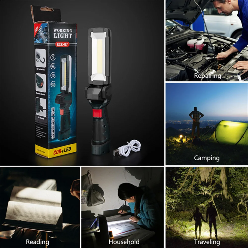 Lampe De Travail LED à énergie Solaire Rechargeable Par USB Pour Exterieur Lanterne Portable Cob Led Bleu 93626674