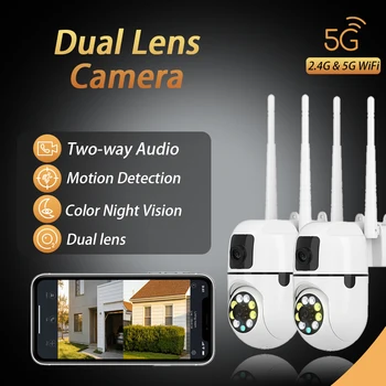 2PCS WiFi Dual Lens Minion Camera Waterproof Indoor Outdoor Dual Lens Linkage Cloud Storage Motion Sound Detection Night Vision 1