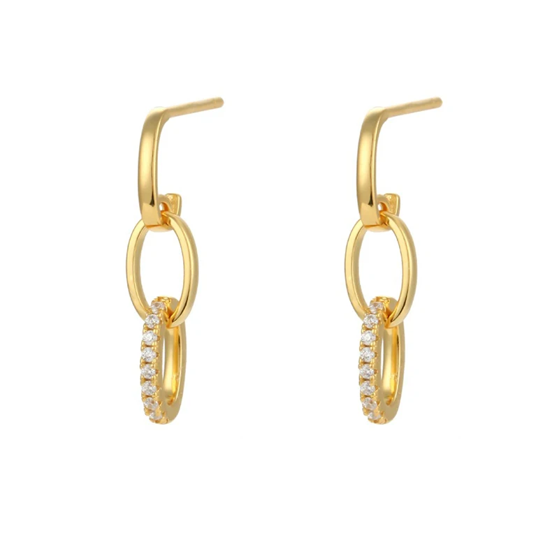 KEYOUNUO Gold Silver Filled Drop Hoop Earrings For Women Piercing CZ Dangle Stud Earrings Set Fashion Party Jewelry Wholesale