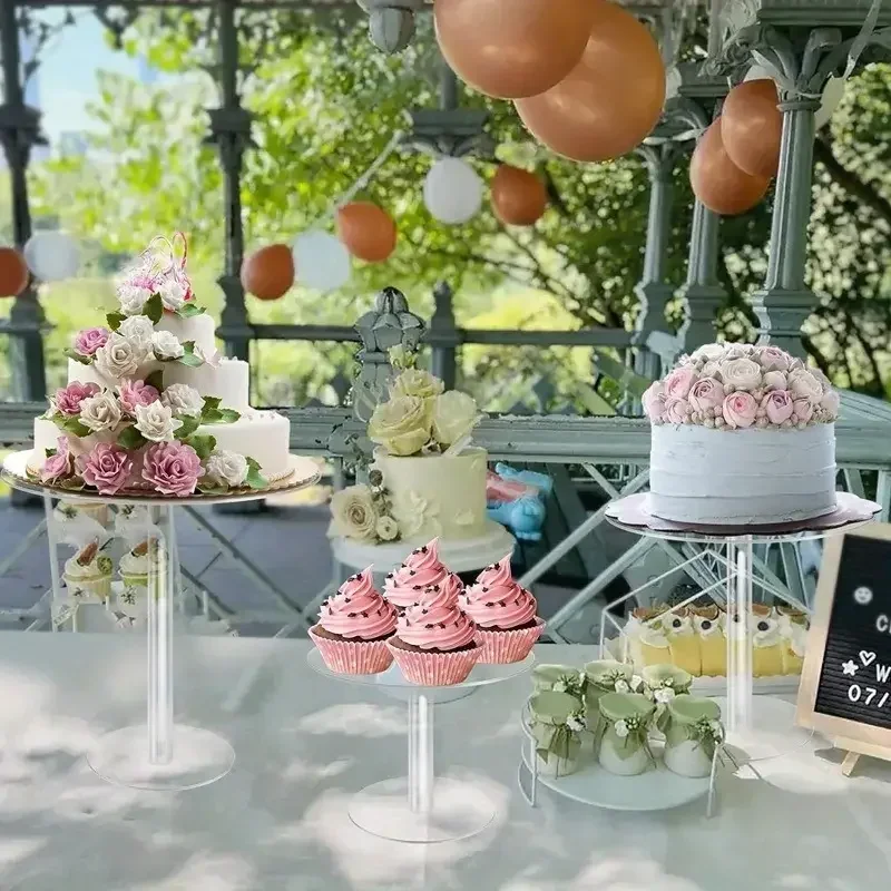 Acrylic Cake stand Detachable Wedding Dessert Baby Shower Birthday Party Paper Cups Muffin Pastry Cake Decorating Rack Tools