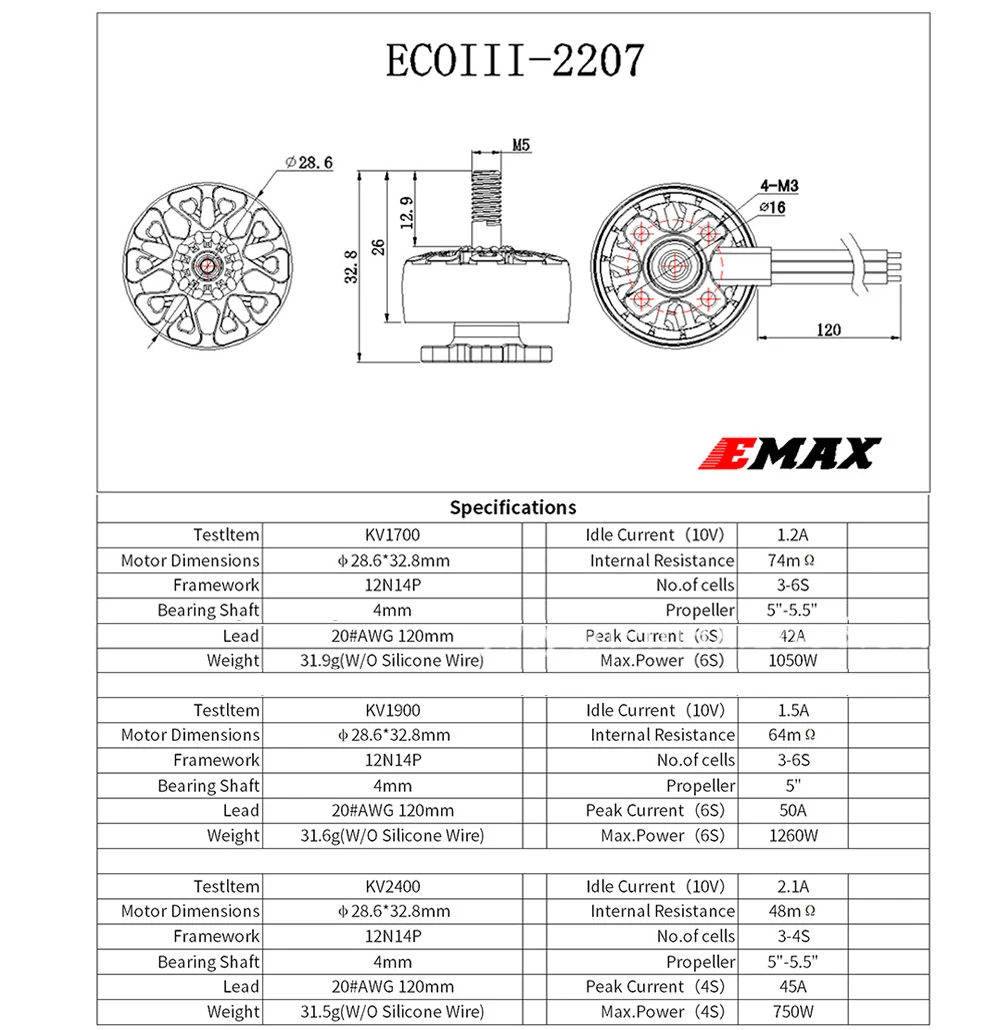 EMAX ECO III Series ECOIII 2207 Motors 3-6S 1700KV 1900KV 2400KV Brushless Motor for RC FPV Racing Drone Quadcopter Toy