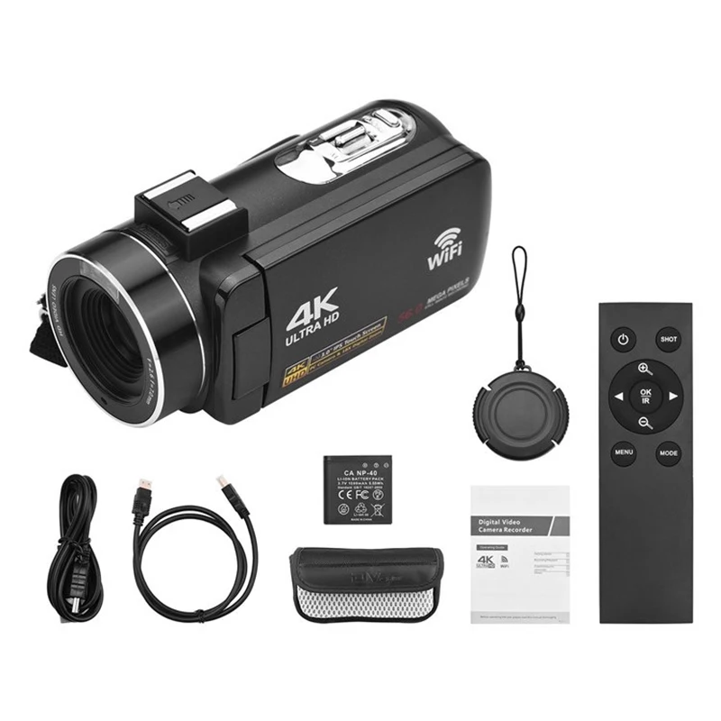 56MP Wifi 4K Digital Camera 3.0 inch IPS Touch Screen 270 ° Rotatable High-Definition Digital Camera With Microphone Recorder