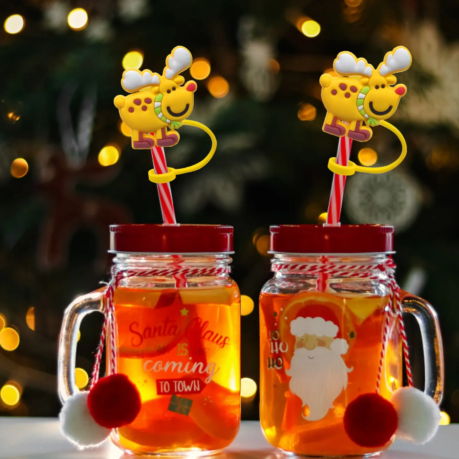 Straw Toppers Charms Decoration Silicone Straw Caps Drinking Charms For Straws Party Decoration