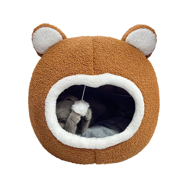 Winter Cat Bed Warm Pet House Soft Long Plush Kitten Lounger Cushion Small Dogs Tent Cave Beds For Cozy Cat House Mat Supplies 3
