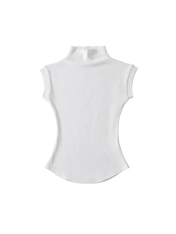 Women Sexy Turtleneck Sleeveless T-Shirts Tops Solid Slim Fit Pullovers...