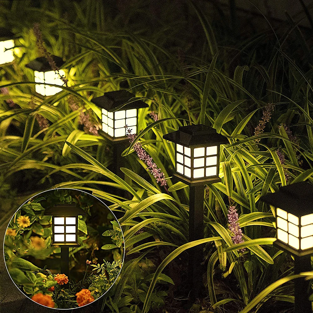 6pcs led Outdoor solar lights Palace lampshade Lantern solar panel Powered Light home Path camping Garden Xmas Decoration Lamp 2
