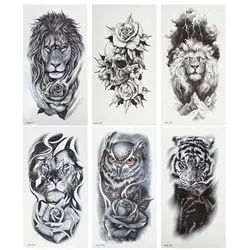 6 Sheets Temporary Tattoos Waterproof Decal Full Arm Tattooing Decals Craft Paper Fake Tattoo Sticker for Hand Arm Pattern