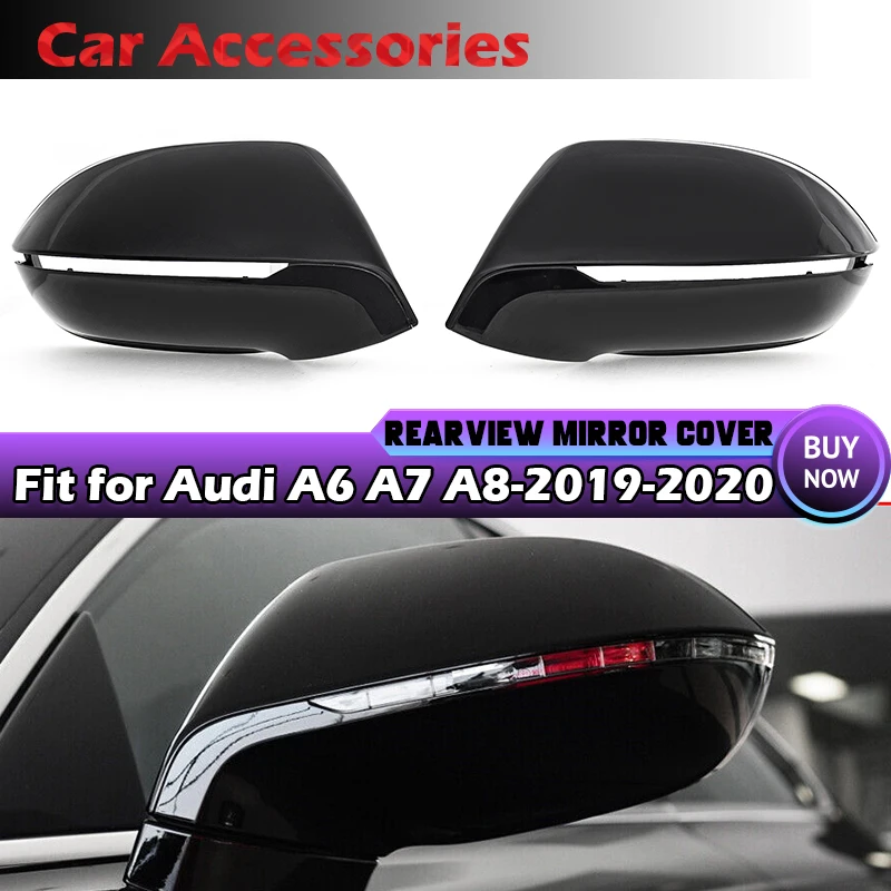 Pair Replacement Side Rearview Mirror Covers Caps For Audi A7 S7 RS7 2010 2011 2012 2013 2014-2017 With /Without Side Assist
