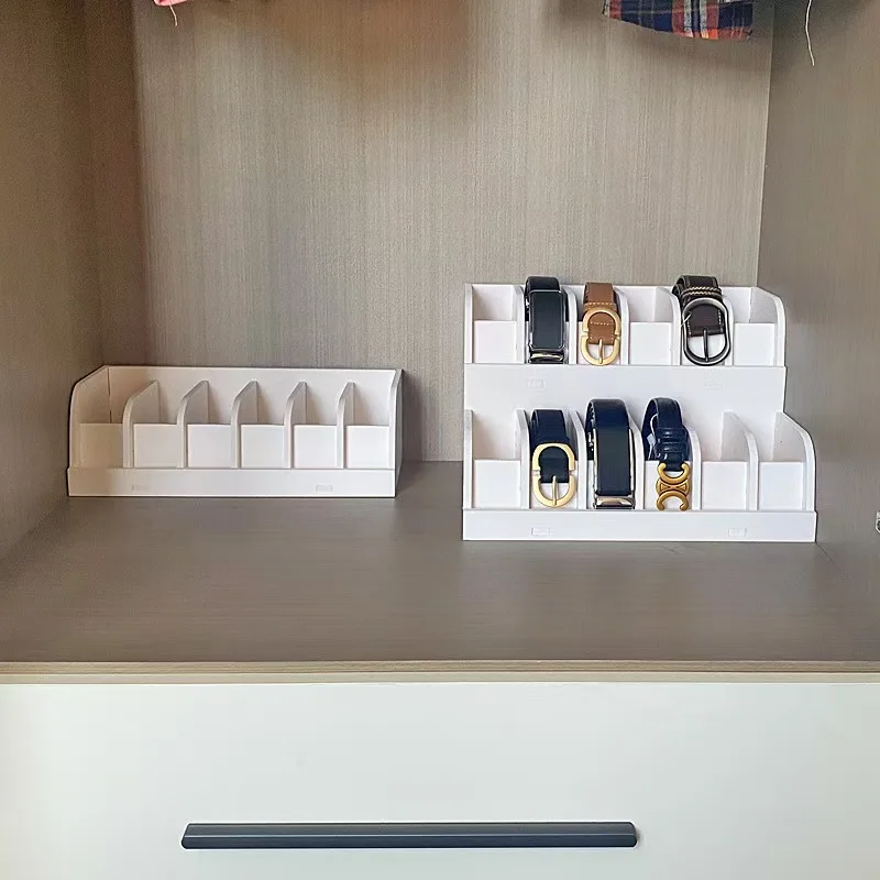 Belt Organizer Box 6/8/10 Grids Belt Rack Wood for Closet Drawer Belt Display Rack Tie Storage Box for Men Bathroom Accessories 4