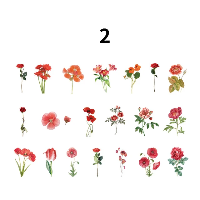 40Pcs/bag Vintage Leaves Flowers PET Sticker Package DIY Diary Decoration Sticker Album Scrapbooking Plants Deco Stickers 2