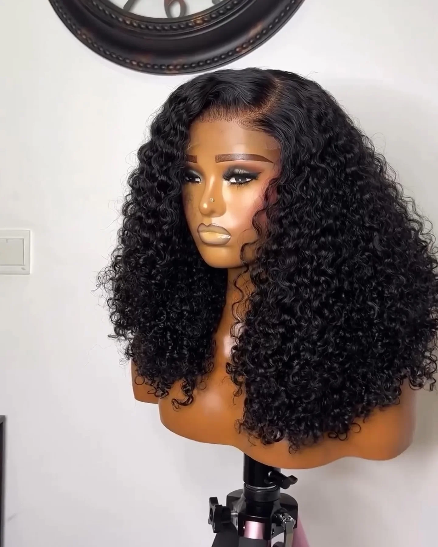 Short Bob Cut Jerry Curly Black Color 13X4 HD Transparent Lace Frontal Synthetic Wigs Glueless Wig Preplucked With Baby Hair