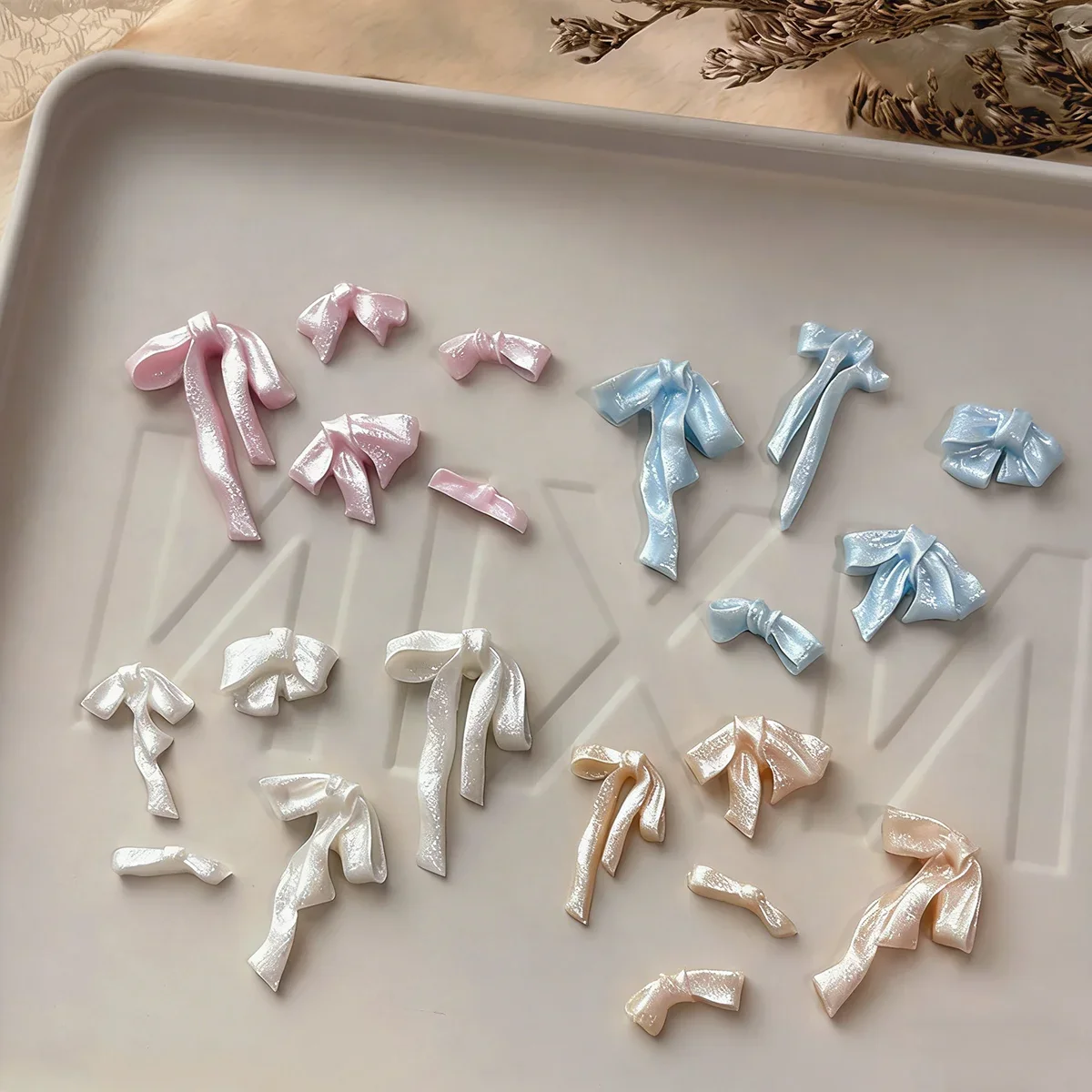 블랙핑크 리본 컬러풀 레진 리본 딸기 체리 펄볼 꽃 네일아트 DIY 데코레이션