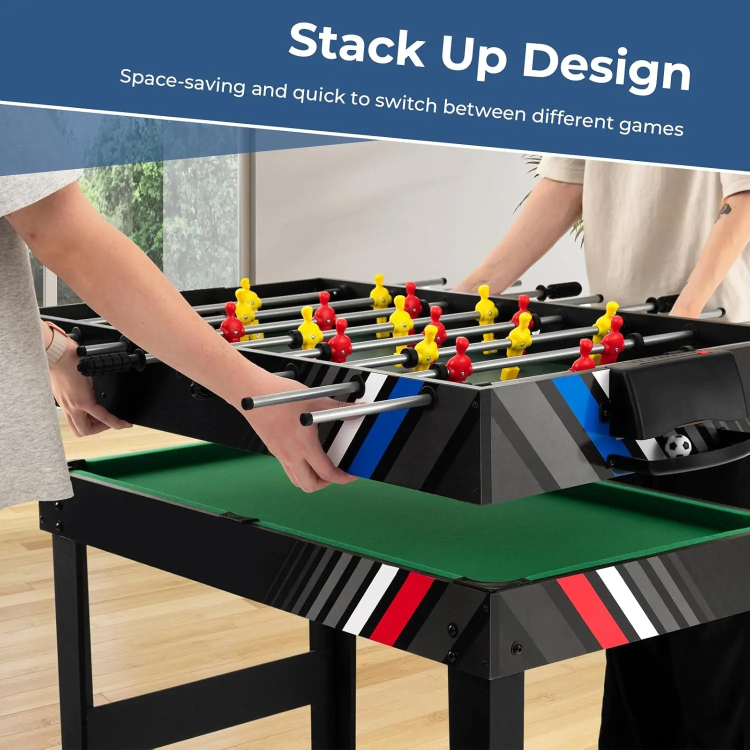 49" Multi Game Table, 4 in 1 Game Table with Foosball Table, Pool Billiards, Air Hockey & Table Tennis, Complete Combination 4