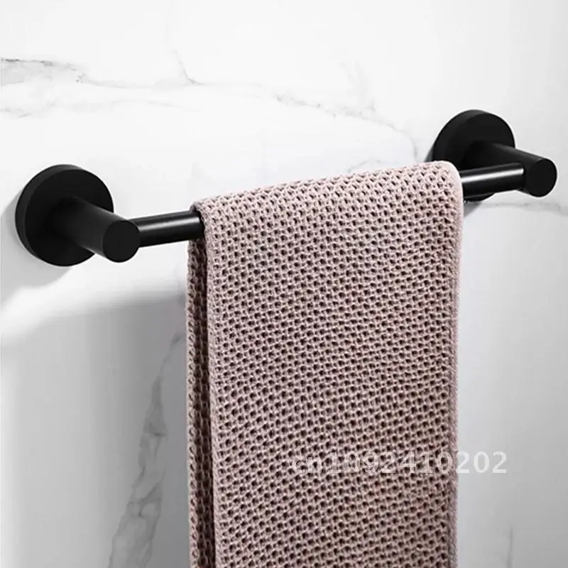 WJNMONE Black Robe Hook Towel Rail Bar Rack Bar Paper Set Holder Accessories Bathroom Zotobon Shelf Tissue Bathroom Hardware