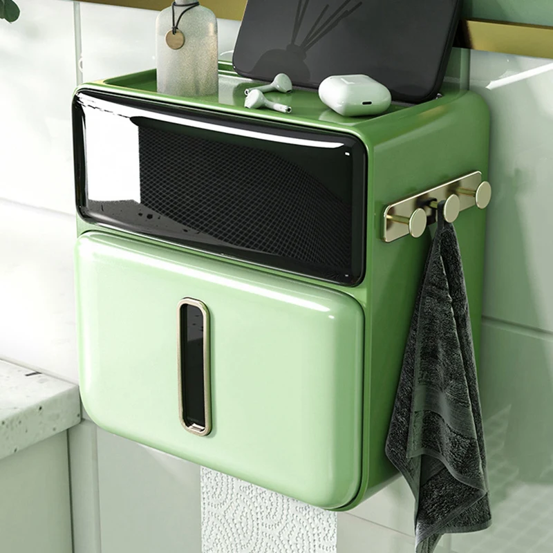 Description Picture 6 of itemNew Waterproof Toilet Paper Holder Wall Mounted Toilet Paper Tray Roll Paper Tube Storage Box Tray Tissue Box Shelf